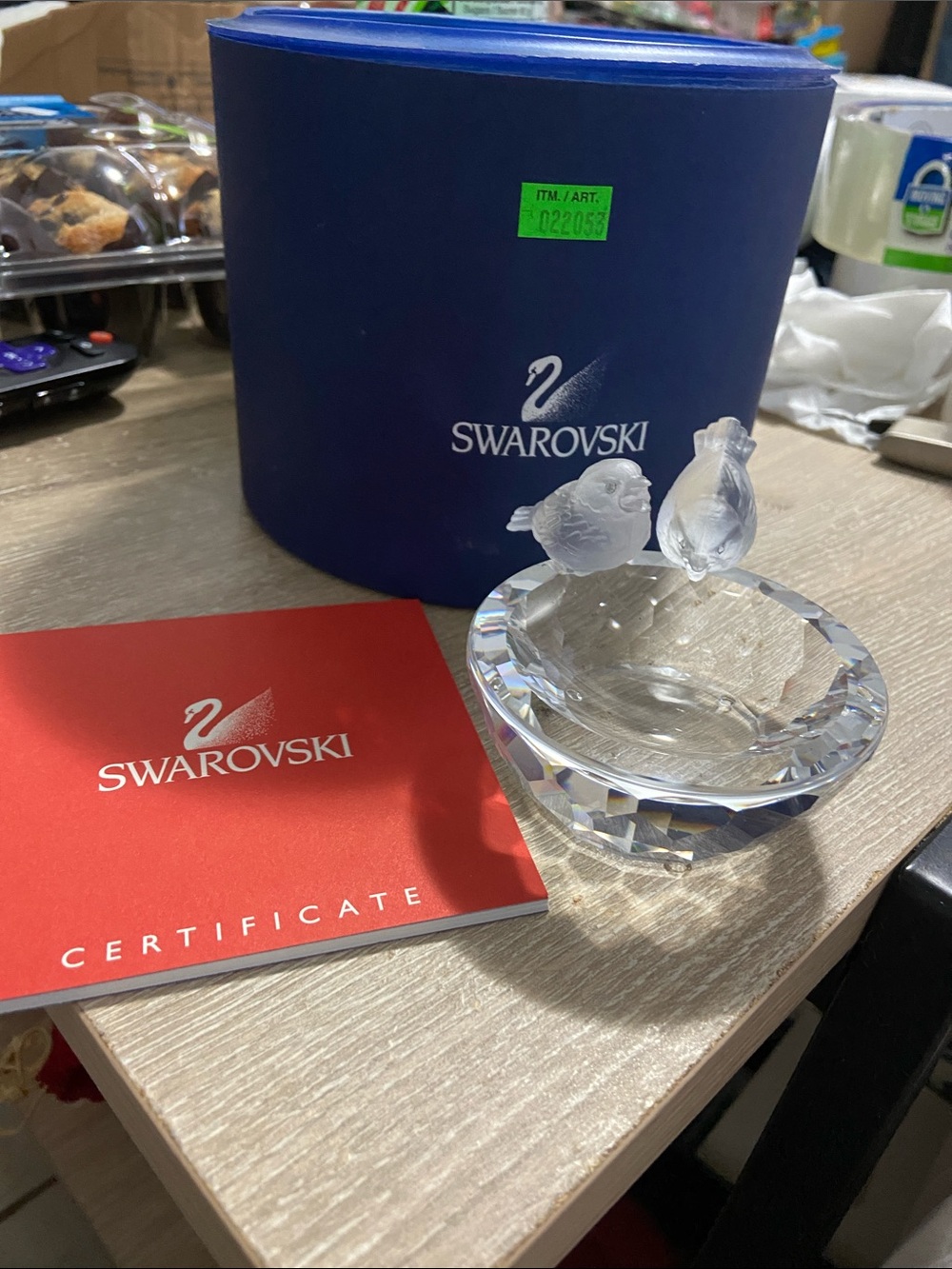 Swarovski Silver Crystal Bird Bath and Original Box A7460 NR108000